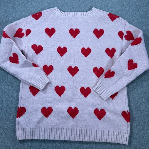 Cloth & Portrait Pink Heart Pullover Sweater Women's X-Large Red Crew Neck Love - Picture 10 of 10